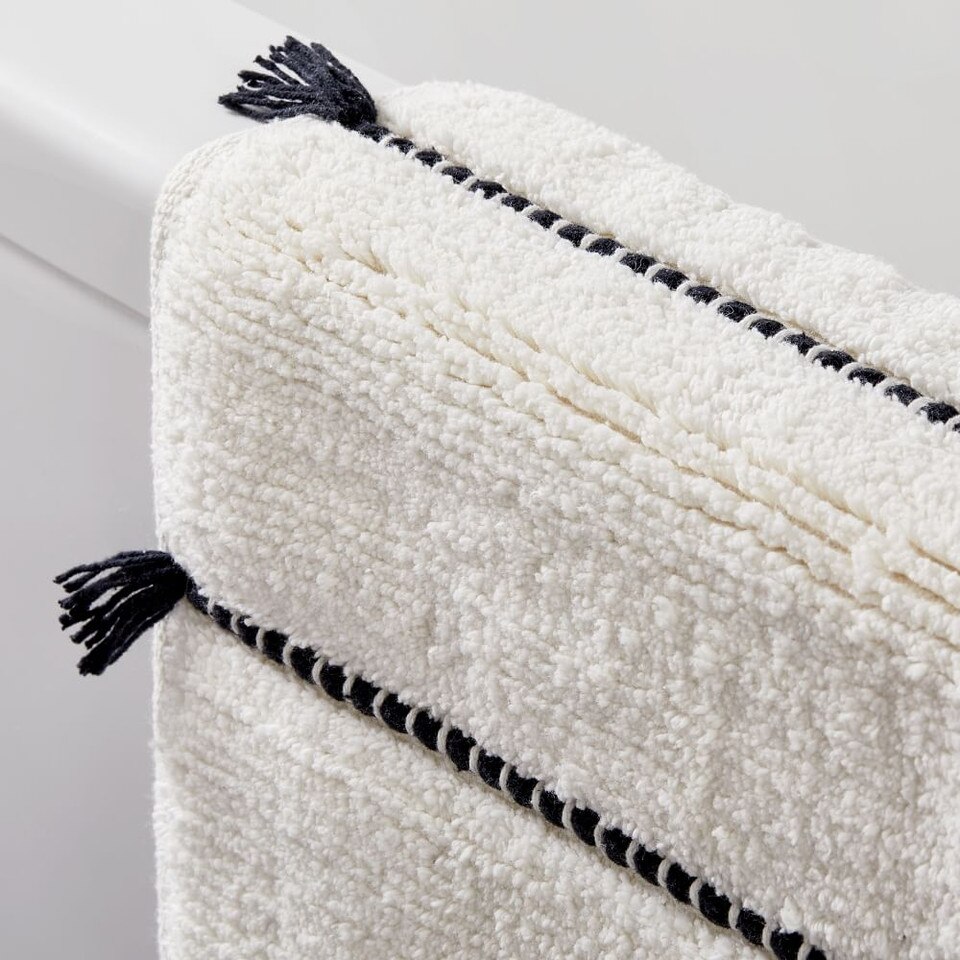 Organic Tassel Stripe Bath Mat West Elm UK